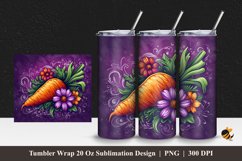 Carrot And Flower Tumbler Wrap Sublimation Design 1 Product Image 1