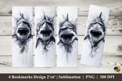 Fierce Shark Bookmarks Sublimation Design Product Image 1