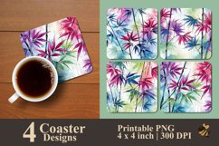 Colorful Bamboo Leaves Coaster Sublimation Designs Product Image 1