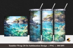 Blue Beach Tumbler Wrap Sublimation Design 1 Product Image 1