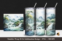 Waterfall River Tumbler Wrap Sublimation Design 1 Product Image 1