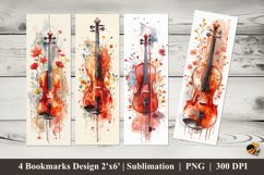 Violin Bookmarks Sublimation Design Product Image 1
