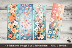 Soft Spring Flower Bookmarks Sublimation Design Product Image 1
