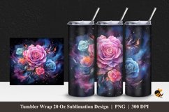 Nebula Rose Tumbler Wrap Sublimation Design 1 Product Image 1