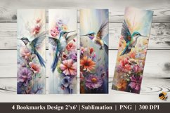 Hummingbird Watercolor Bookmarks Sublimation Design Product Image 1