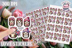 Love sticker Sheet Valentine Day Cute Animals Quote PNG Product Image 1