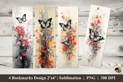 Lush Butterflies Bookmarks Sublimation Design Product Image 1
