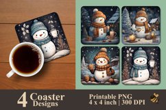 Handdrawn Snowman Coaster Sublimation Designs Product Image 1
