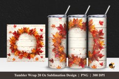 Wreath And Wooden Board Tumbler Wrap Sublimation Design 1 Product Image 1