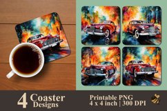 Alcohol ink Red Car Coaster Sublimation Design Product Image 1