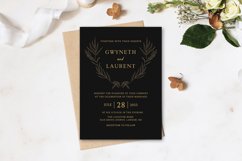 Black Gold Foliage Wreath Wedding Invitation Product Image 2