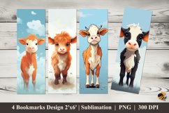 Cute Short Cow Bookmarks Sublimation Design Product Image 1
