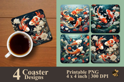 Koi In Ocean Fantasy Coaster Sublimation Design Product Image 1