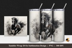 Black Horse Tumbler Wrap Sublimation Design 1 Product Image 1