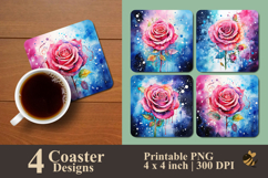 Cosmic Spark Rose Coaster Sublimation Design Product Image 1