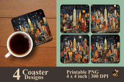 New Year City Coaster Sublimation Designs Product Image 1