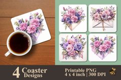 Flower Decoration Coaster Sublimation Designs Product Image 1