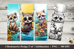 Raccoon in Water Bookmarks Sublimation Design Product Image 1