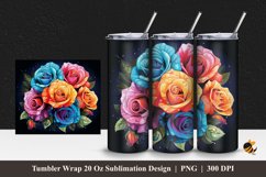 Multicolor Blossom Rose Tumbler Wrap Sublimation Design 1 Product Image 1