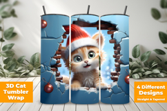 3D Christmas Cat Tumbler Wrap Design Product Image 1