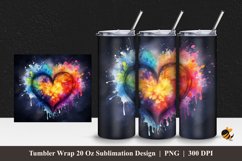 Watercolor Love Tumbler Wrap Sublimation Design 1 Product Image 1