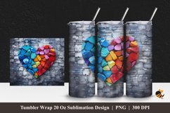 Colorful Heart Tumbler Wrap Sublimation Design 1 Product Image 1