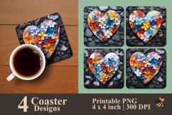 Heart Fower With Texture Coaster Sublimation Designs Product Image 1