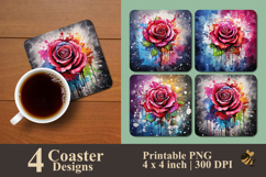 Rhapsody Rose Coaster Sublimation Design Product Image 1