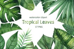 Watercolor Tropical Leaves Clipart Product Image 1