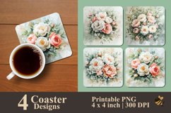 Watercolor Floral Coaster Sublimation Designs Product Image 1