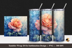 Rose Blooms Tumbler Wrap Sublimation Design 1 Product Image 1