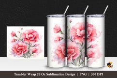 Carnation Flower Tumbler Wrap Sublimation Design 1 Product Image 1