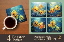 Cute Yellow Fish Coaster Sublimation Designs Product Image 1