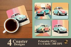 Colorful Classic Car Coaster Sublimation Design Product Image 1