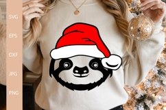 Christmas Santa Sloth SVG Cut File, Wild Animal Product Image 1