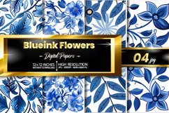 Blueink Flowers Digital Papers - 04 Variations Product Image 1
