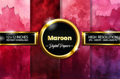 Maroon Watercolor Digital Papers - 04 Variations Product Image 1