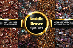 Saddle Brown Glitter Digital Papers - Holographic Glitter Product Image 1
