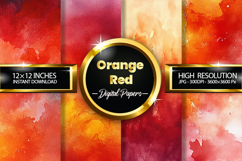 Orange Red Watercolor Digital Papers - 04 Variations Product Image 1