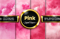 Pink Watercolor Digital Papers - 04 Variations Product Image 1