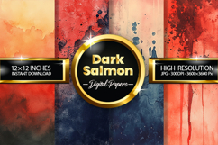 Dark Salmon Watercolor Digital Papers - 04 Variations Product Image 1