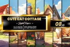 Cute Cat Cottage Digital Papers Product Image 1