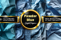 Powder Blue Wrinkled Digital Papers - 04 Variations Product Image 1