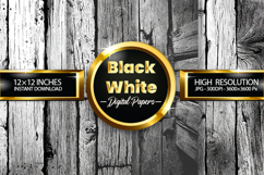 Black White Woodgrain Texture Digital Papers - 04 Variations Product Image 1