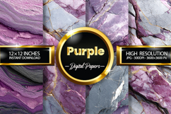 Purple Marble Digital Papers - Marble Background 4 Jpg Product Image 1