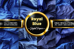 Royal Blue Wrinkled Digital Papers - 04 Variations Product Image 1