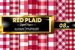 Red Plaid Digital Papers Bundle Product Image 1