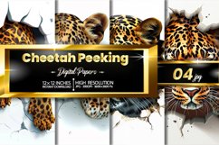 Cheetah Peeking Digital Papers - 04 Variations Product Image 1