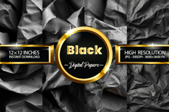 Black Wrinkled Digital Papers - 04 Variations Product Image 1
