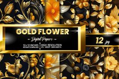 Gold Flower Digital Papers Bundle Product Image 1